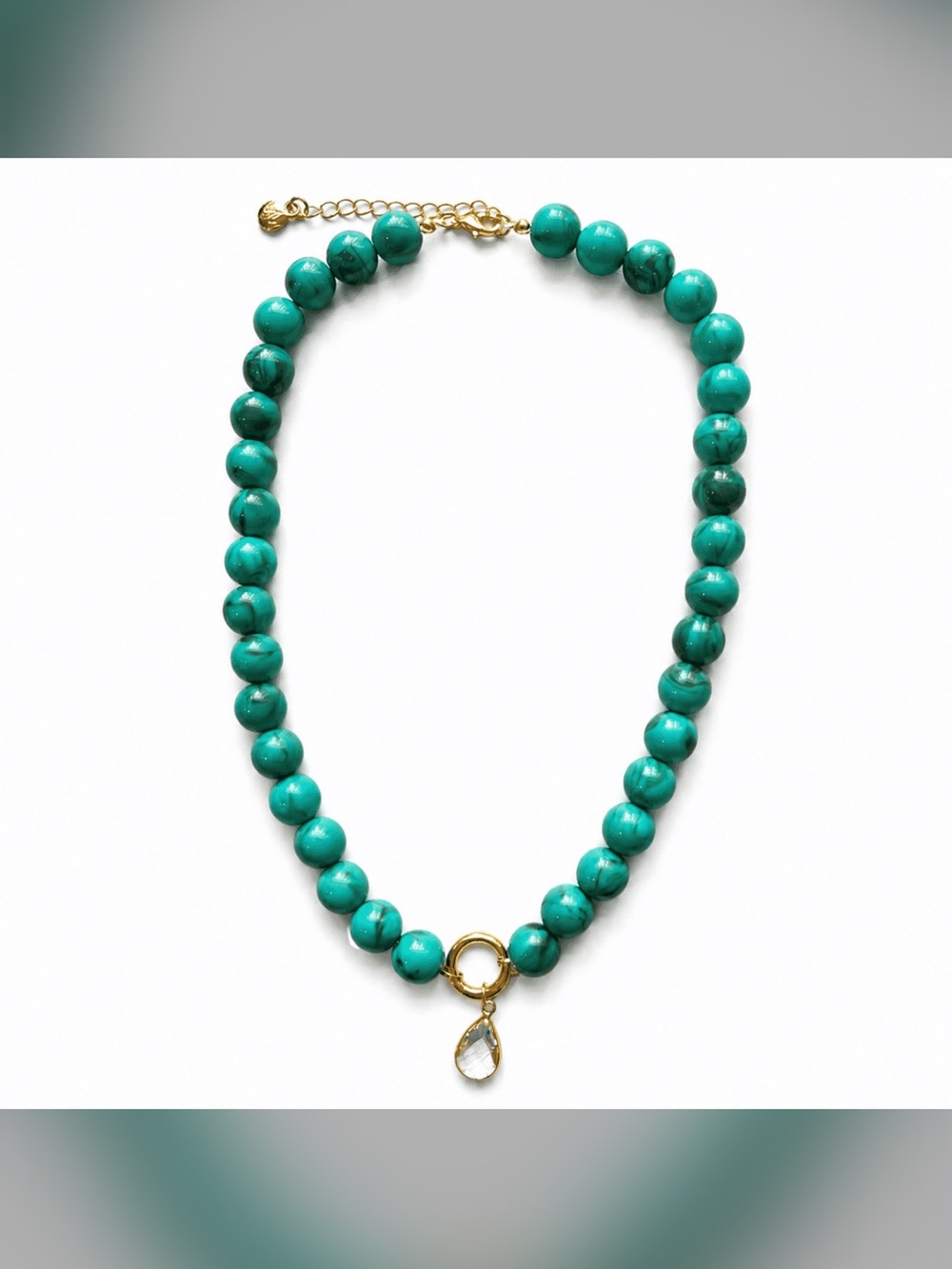 Mayamar Turquoise Beaded Necklace with Gold Charm (nwt)